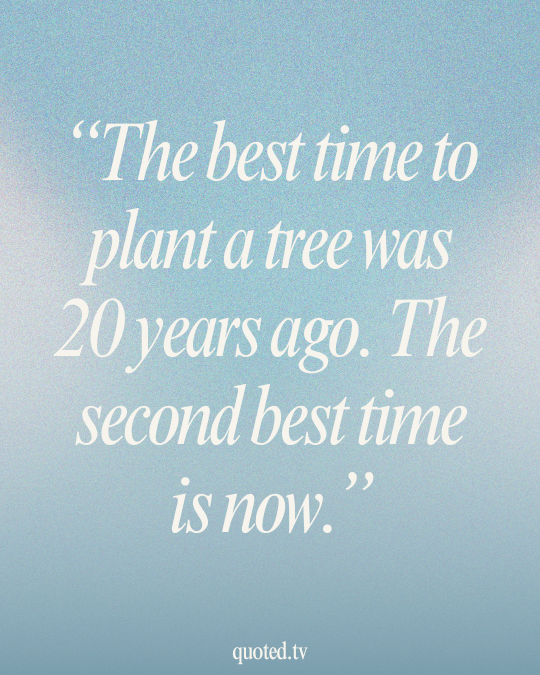 The best time to plant a tree was 20 years ago. The second best time is now