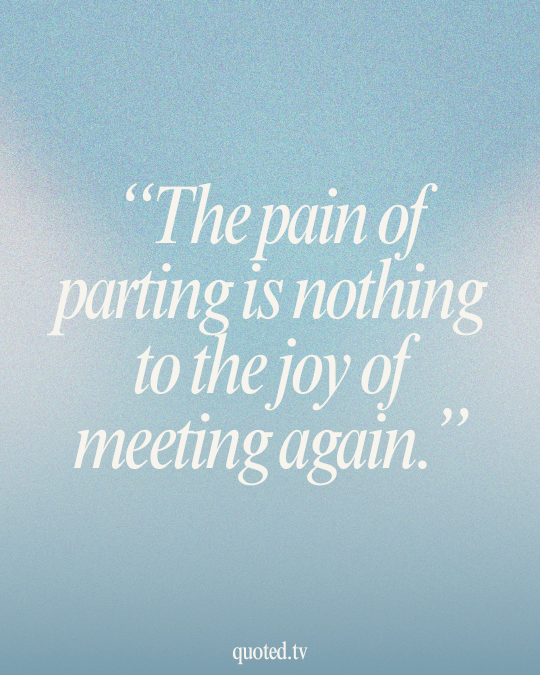 The pain of parting is nothing to the joy of meeting again