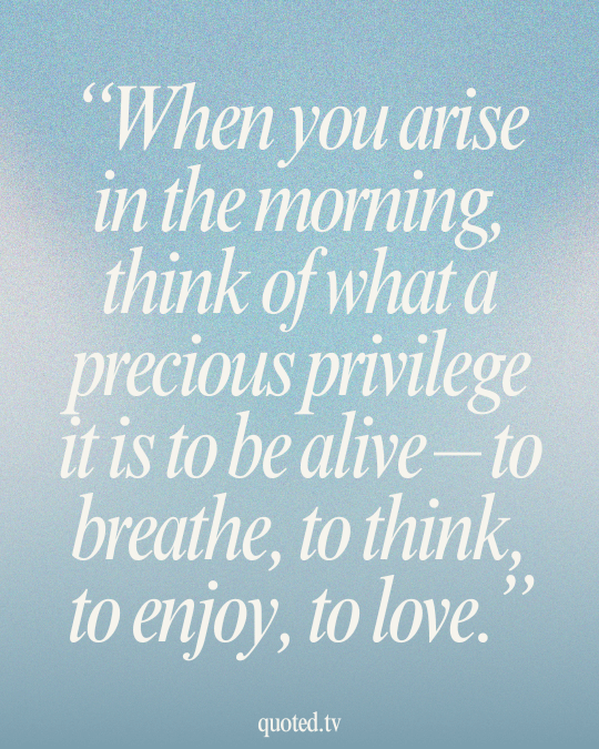 When you arise in the morning, think of what a precious privilege it is to be alive – to breathe, to think, to enjoy, to love