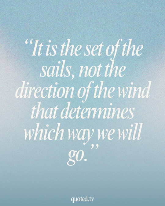 It is the set of the sails, not the direction of the wind that determines which way we will go